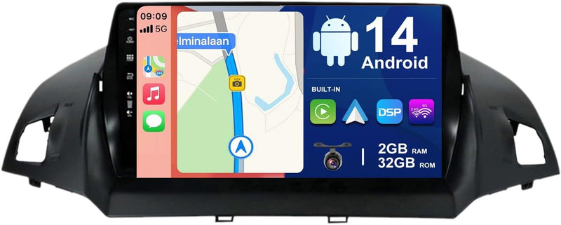 BXLIYER Android 12 IPS Autoradio Passt für Ford Kuga (2013-2018) - Eingebautes CarPlay Android Auto