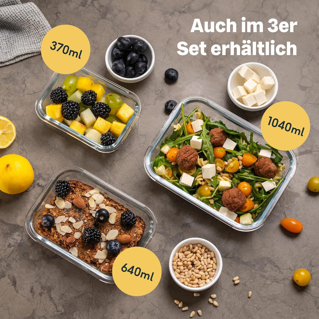 SILBERTHAL Frischhaltedose Glas 1L- mit Edelstahl Deckel - Luftdicht - Auch als Set erhältlich