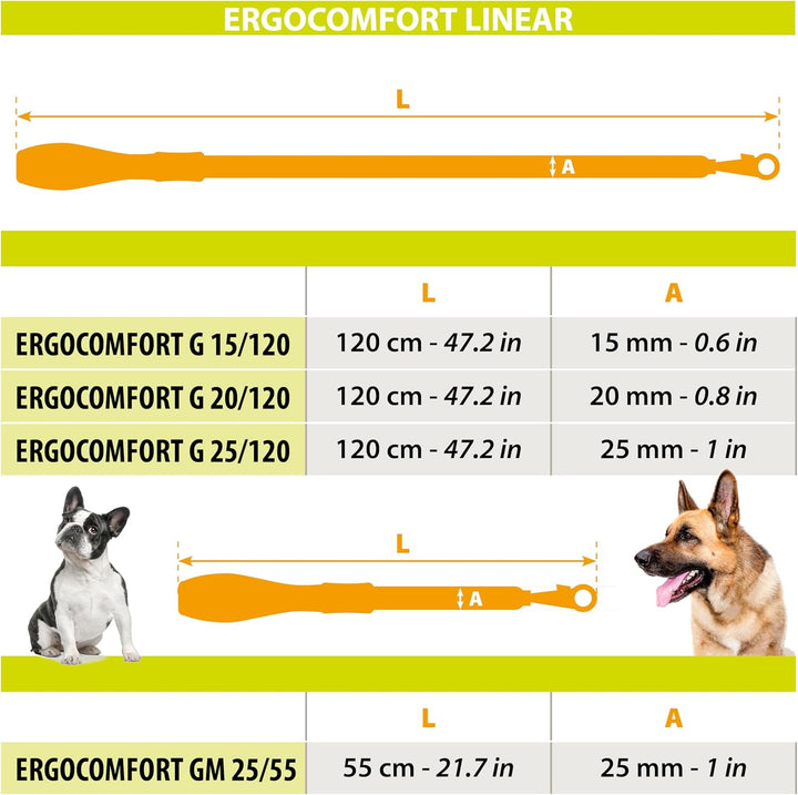 Ferplast ERGOCOMFORT Kurze Hundeleine aus Nylon, ergonomischer Griff, weiche Polsterung, Länge 55 cm