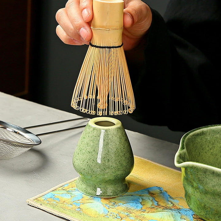 Matcha Set 7-teilig – Matcha Besen, Matcha Schale, Chasen, Löffel, Sieb, Besenhalter – Japanisches M