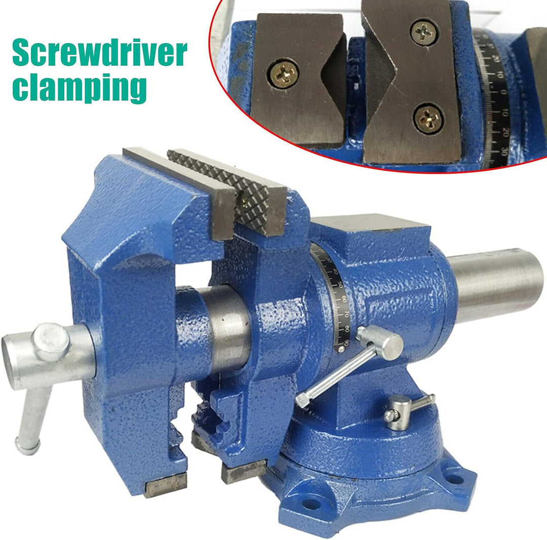 5" Schraubstock Parallel Werkbank Drehbar Teller 360° mit Amboss Tischschraubstock 125 mm Blau für F