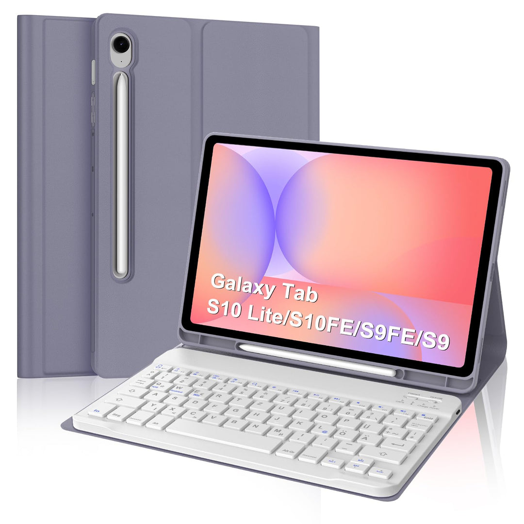 Tastatur für Samsung Galaxy Tab S10 Lite AI Tablet 10.9" 2025/S10 FE, Hülle mit Tastatur für Samsung
