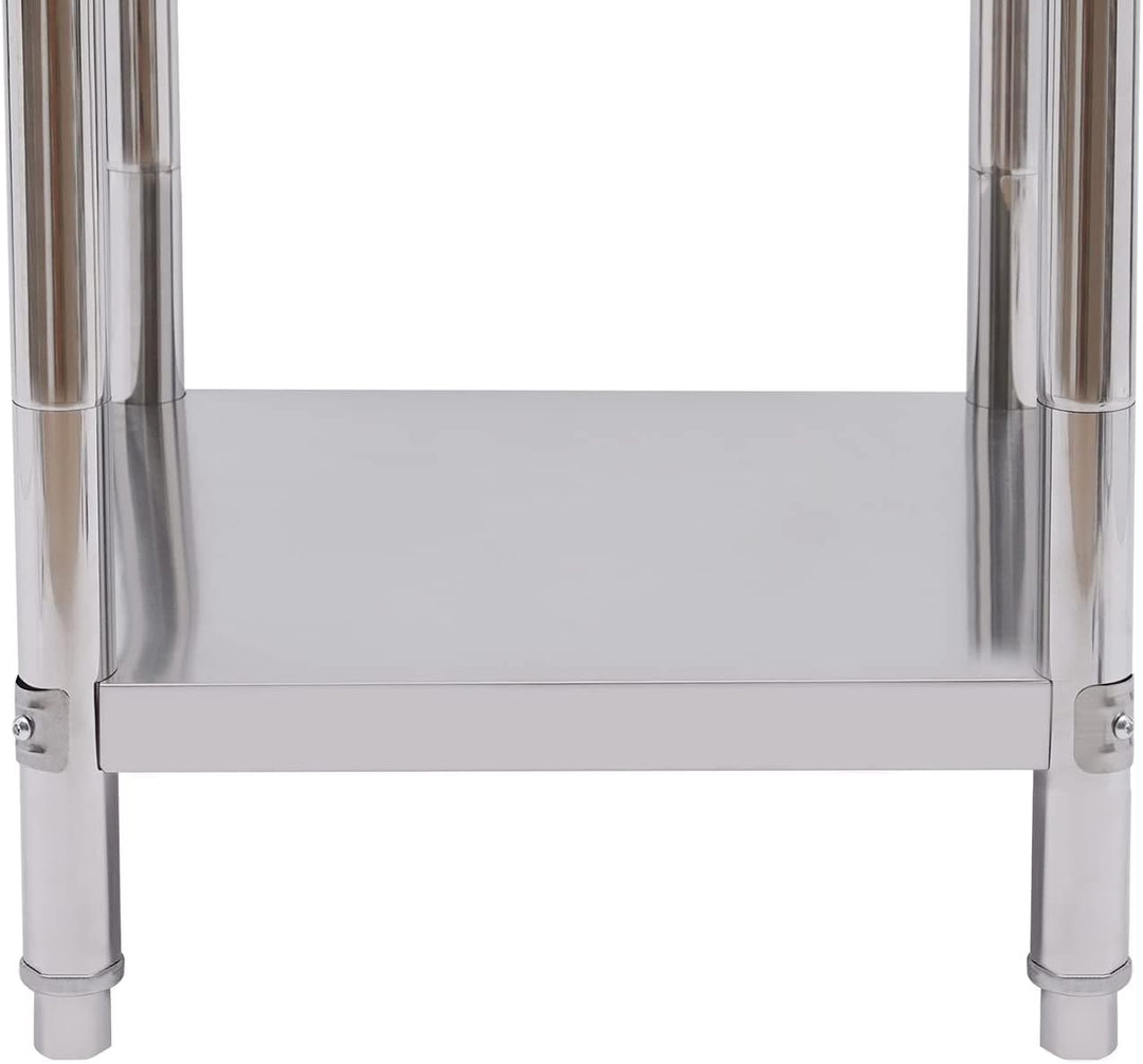 Servierwagen Grosser 2-Tier 60 * 60 * 80cm Edelstahl Gebrauchswagen Küchenwagen mit Anti-Rutsch-Fuss