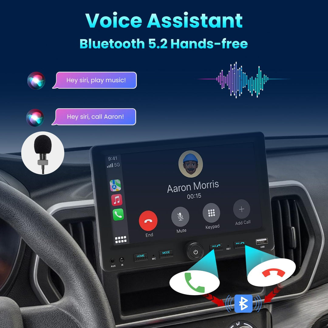 Autoradio 1Din mit 7 Zoll einstellbar Bildschirm, Kompatibel mit [Wireless] Apple CarPlay/Android Au