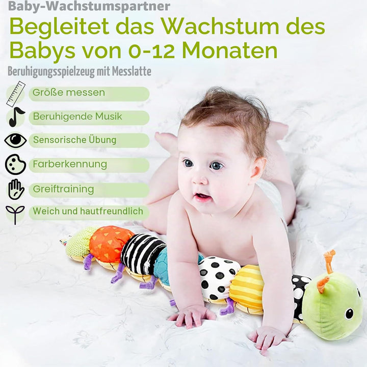 Baby Raupe Spielzeug 0-12 Monate, Musik Plüsch Bauchlage Spielzeug mit Rassel Knisterei Quietsche &