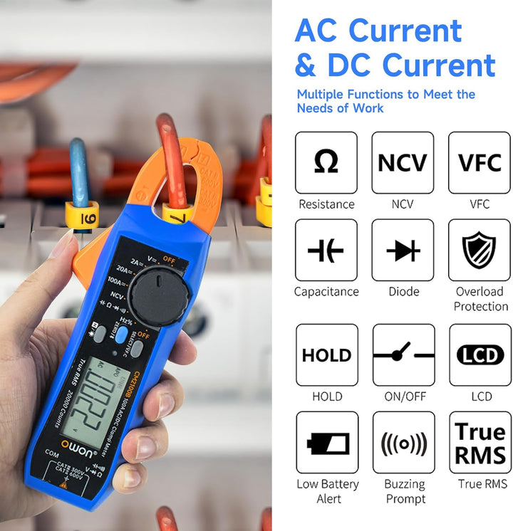 OWON CM2100B Mini Bluetooth Zangenmessgerät 20000 Zählungen Handheld True RMS 600 V 100 A AC/DC Stro