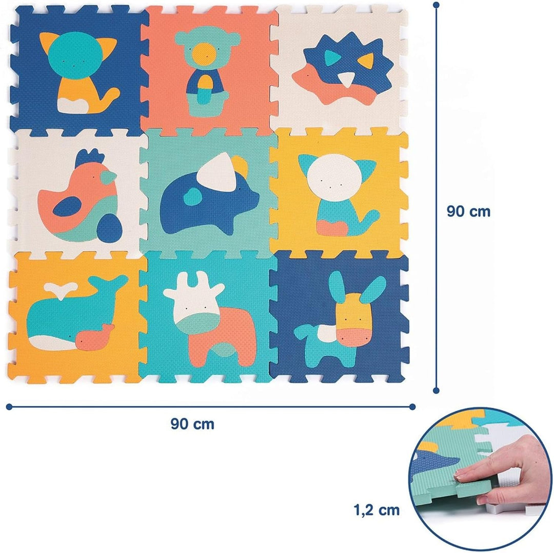 LUDI — Teppich mit Tiermotiv — Riesenpuzzle — 9 Schaumstofffliesen — ab 10 Monaten — Awakening Baby
