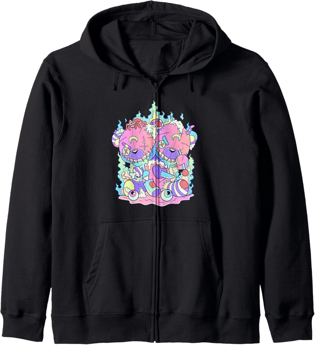 Kawaii Pastell Goth Niedlicher und unheimlicher zweiköpfiger Kapuzenjacke