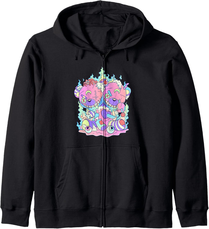 Kawaii Pastell Goth Niedlicher und unheimlicher zweiköpfiger Kapuzenjacke