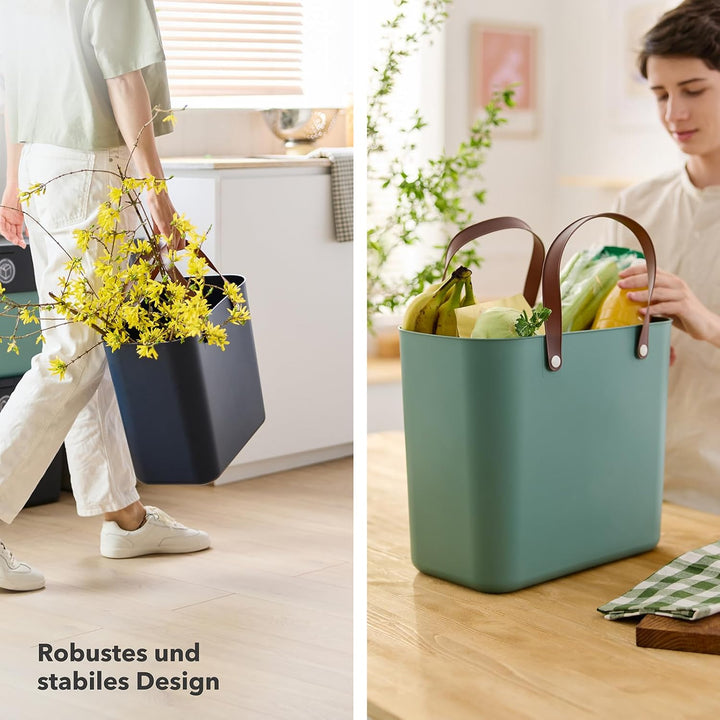 Rotho Albula 2er-Set Einkaufskorb, Kunststoff (PP recycelt), blau, 2 x 25l, (40 x 23,5 x 34 cm), 2,