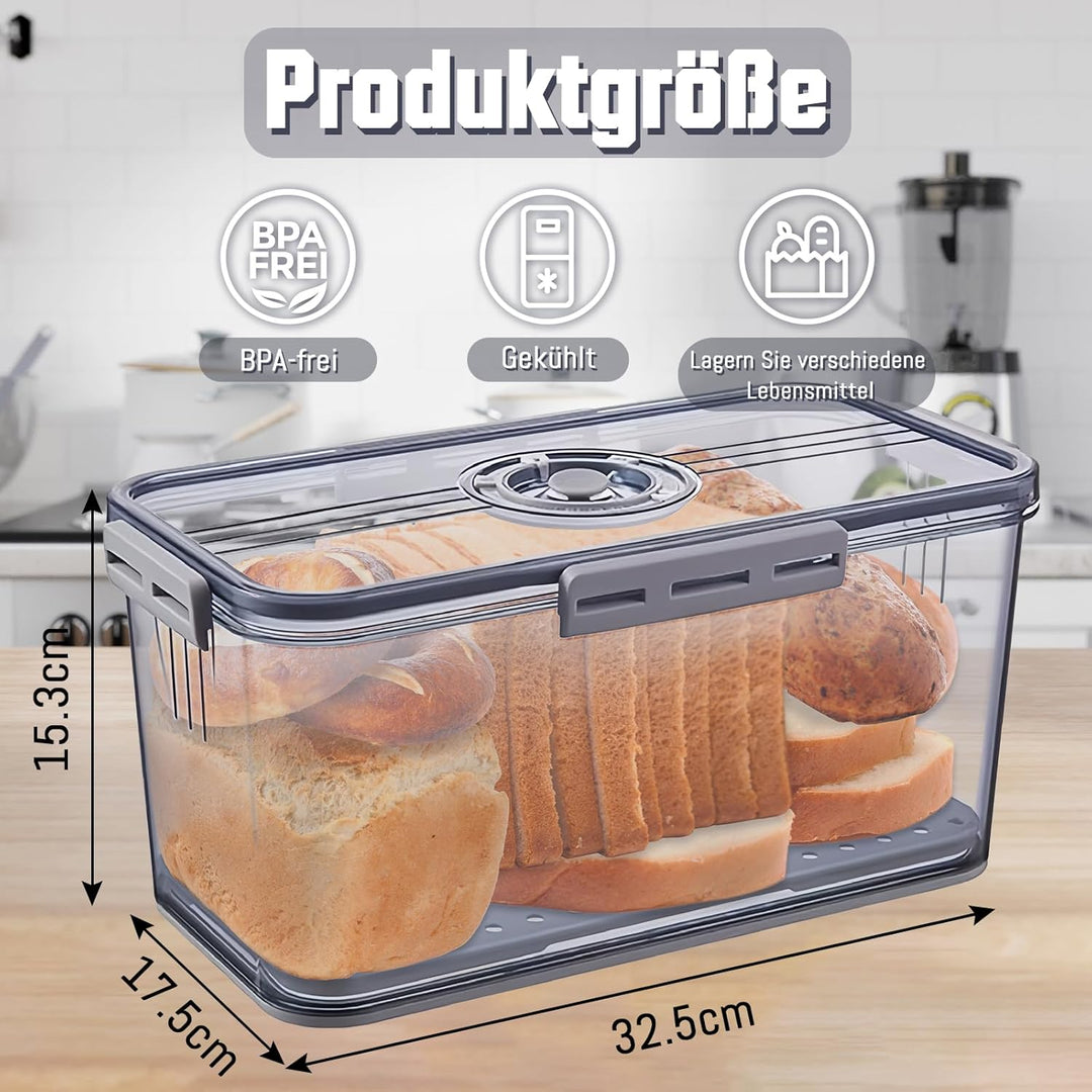 Brotkasten Versiegelt, Lebensmittelechtes PET-Material, Geeignet für Alle Arten von Küchenzutaten (H