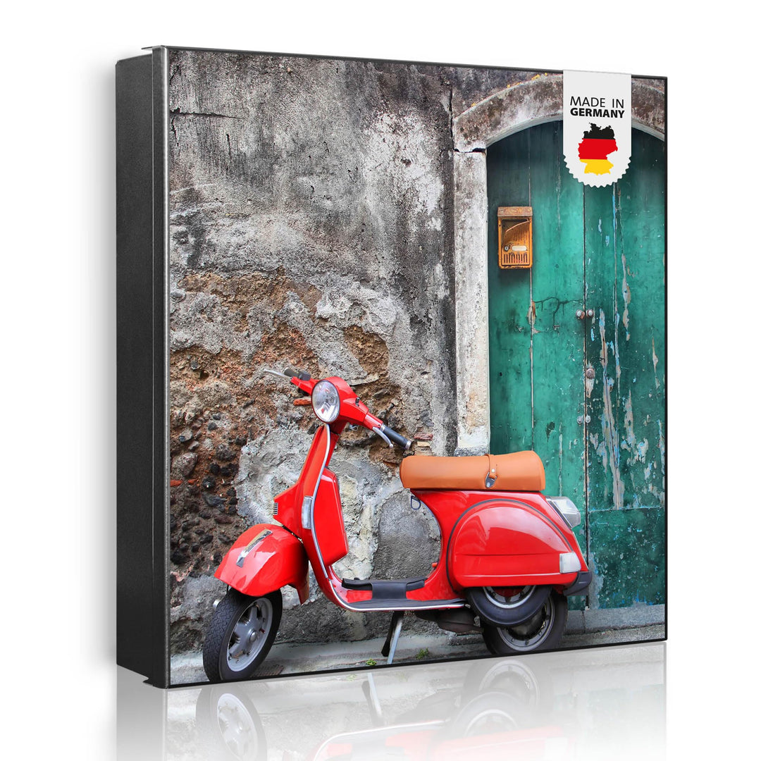banjado® Grosser Schlüsselkasten aus Glas - Schlüsselbox 30x30cm 50 Haken - Motiv Italienischer Roll