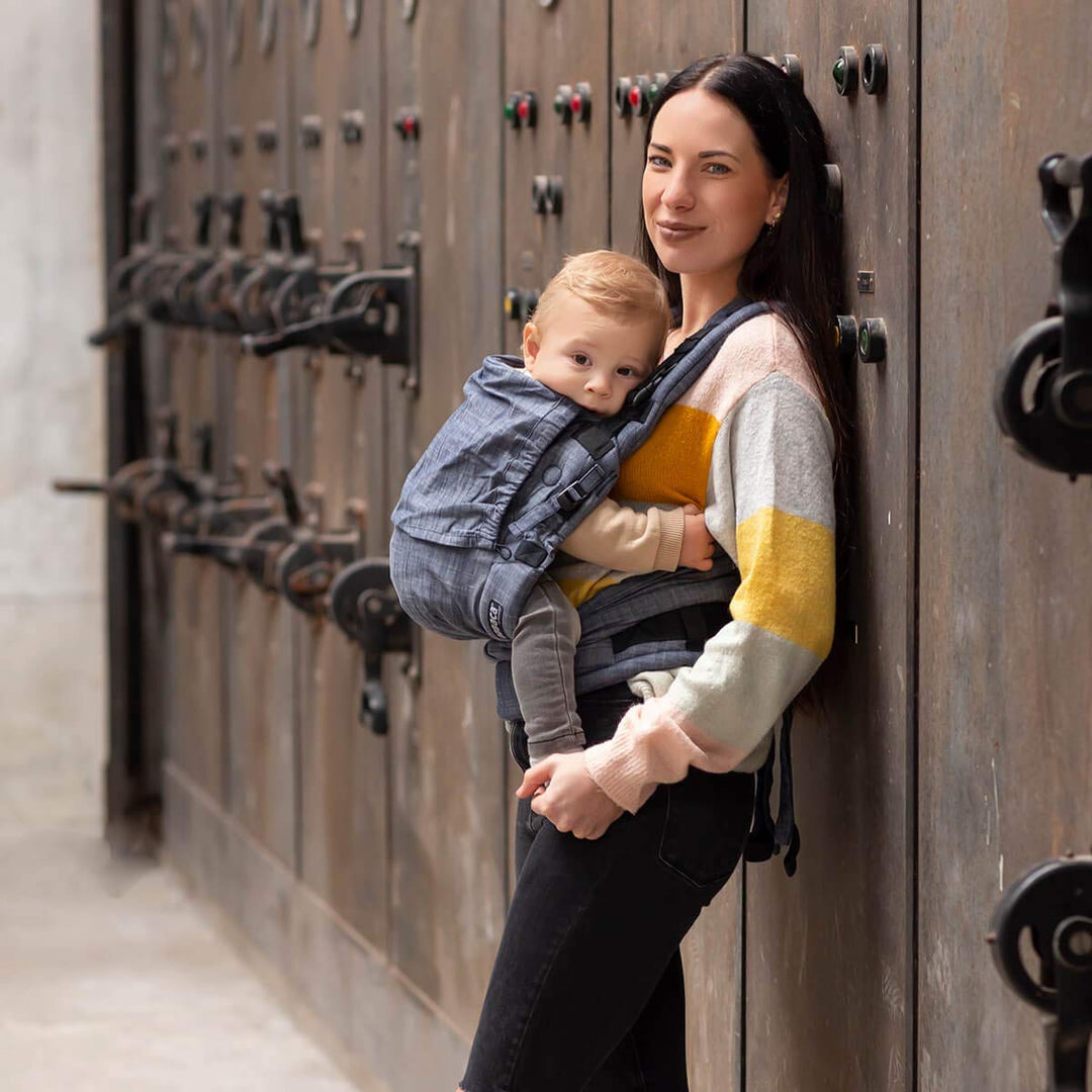 Hoppediz ♥ NABACA Komfort-Modultrage Basic-Set Popeline denim - Babytrage ab Geburt ✓ Bauchtrage ✓ R