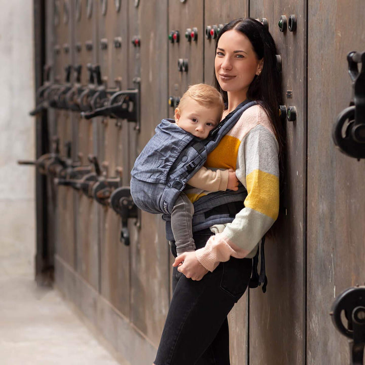 Hoppediz ♥ NABACA Komfort-Modultrage Basic-Set Popeline denim - Babytrage ab Geburt ✓ Bauchtrage ✓ R