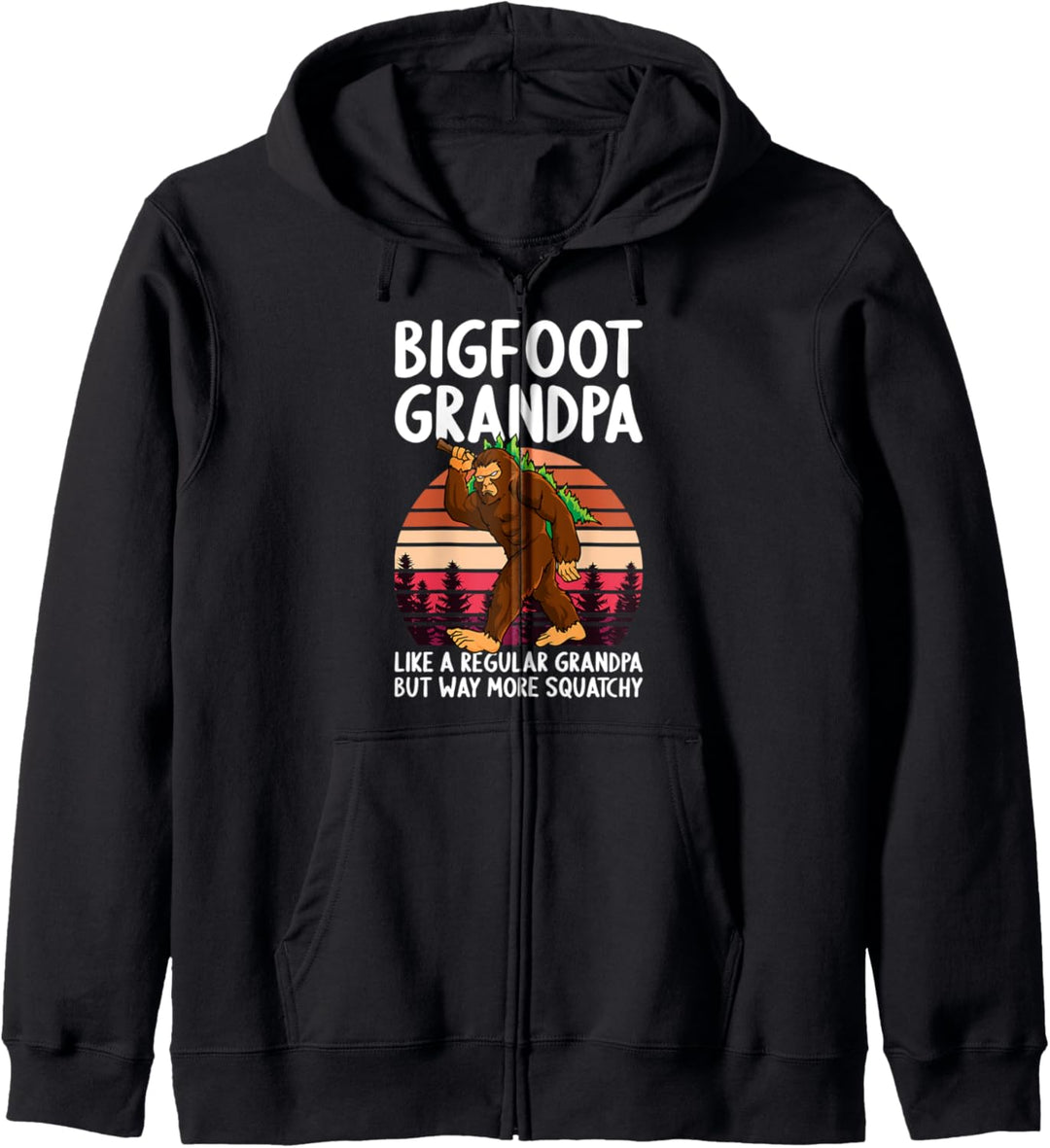 Bigfoot Grandpa Squatchy Retro Sunset Sasquatch Grandfather Kapuzenjacke