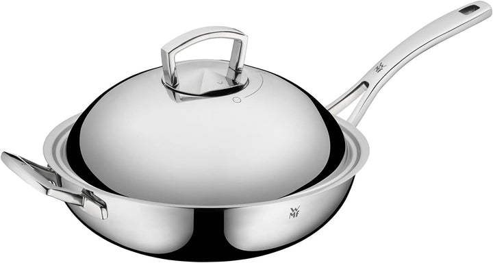 WMF Multiply Wokpfanne 32 cm, Wok Induktion unbeschichtet, Metalldeckel mit Wrasenabzug, Mehrschicht
