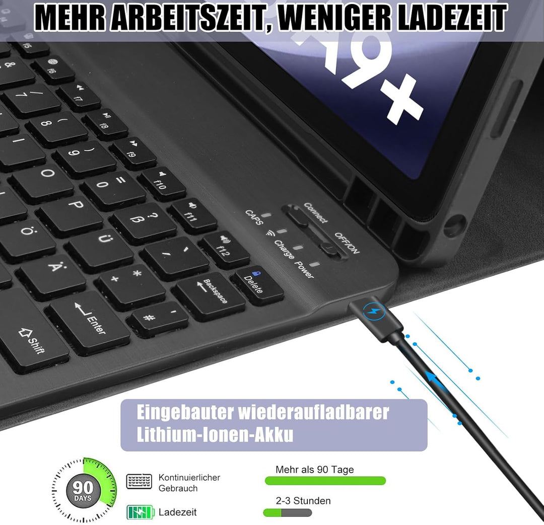 Zabatoco Tastatur Hülle für Samsung Galaxy Tab А9 Plus 2023 11 Zoll [QWERTZ Deutsches], Abnehmbar Ta