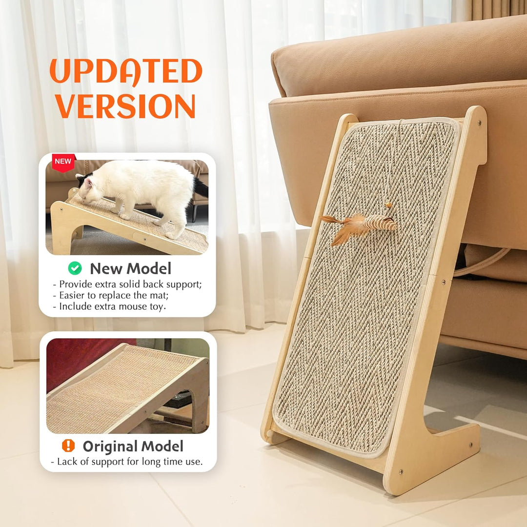 PETKARAY Kratzbrett Katze, 68 cm Hohe L-förmiger Sisal Kratzsäule, Dual-Use Kratzpads für Katzen, Ka