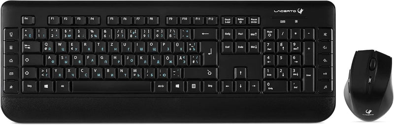 Lacerto® | Bilinguale Russisch-Deutsche Kabellose 2,4 GHz Multimedia Tastatur & Maus Set, Russian-Ge
