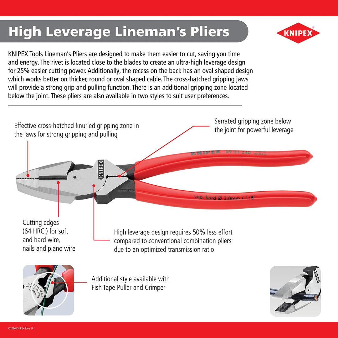 Knipex 09 01 240 9,5 Zoll Ultra-High Leverage Lineman&