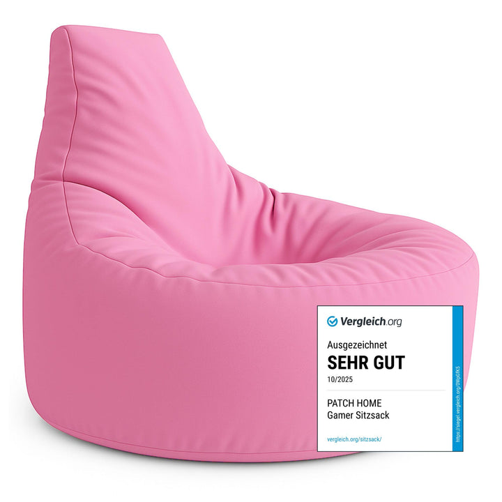 PATCH HOME Gamer Kissen & Lounge Sitzsack – befüllbar mit Reissverschluss, gefüllt mit Styropor, gee