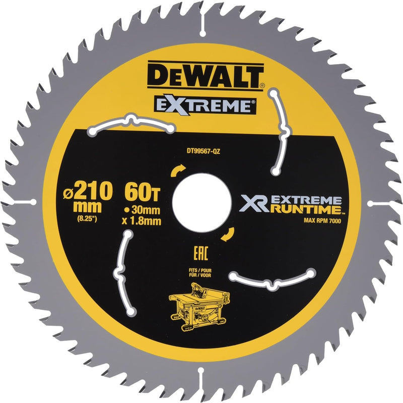 Dewalt XR Extreme Runtime Kreissägeblatt DT99567 (210/30 mm, 60 WZ/FZ, 20°, für extra feine Schnitte