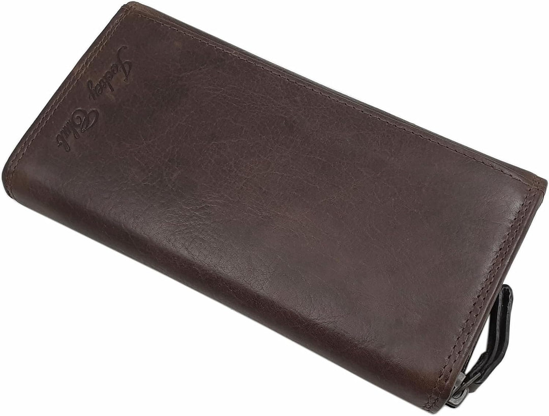 Grosse Rindleder Damen Geldbörse/Geldbeutel/Portemonnaie/Geldtasche mit RFID & NFC Schutz (Mit Schme