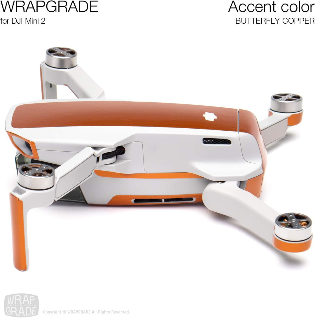Wrapgrade Skin Sticker Set Kompatibel mit DJI Mini 2 | Akzentfarbe (BUTTERFLY COPPER), Butterfly Cop
