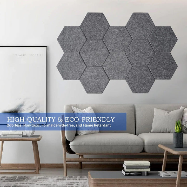 Rdutuok 12 Stück Akustik Panel,30x26x1cm Hexagon Akustik Absorber Schallschutzplatten Akustikpaneele
