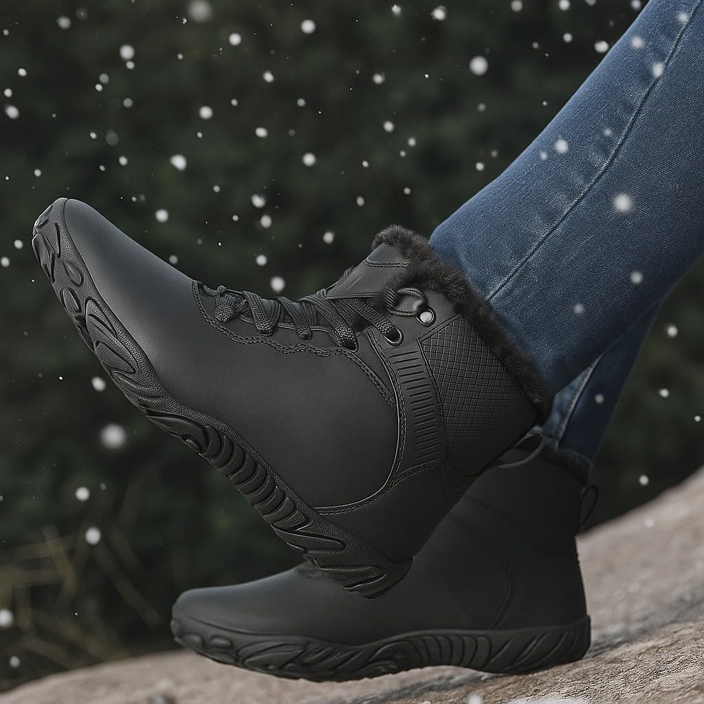 Sisttke Barfussschuhe Herren Damen Winter Gefüttert Wasserdicht Winterschuhe Outdoor rutschfeste Sch