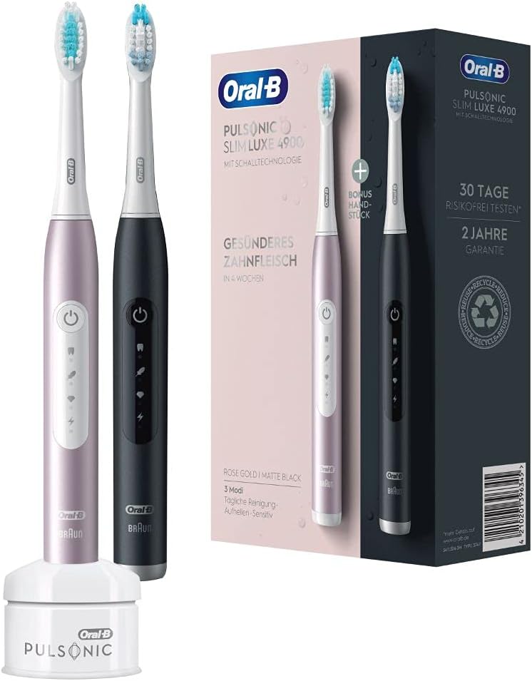 Oral-B Pulsonic Slim Luxe 4900 Elektrische Schallzahnbürste/Electric Toothbrush, Doppelpack 2 Aufste