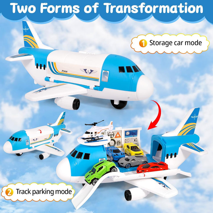 23 in 1 Transport Flugzeug Spielzeug,Flugzeug Spielset,Flugzeug Spielzeug Kinder,Auto Spielzeug Kind