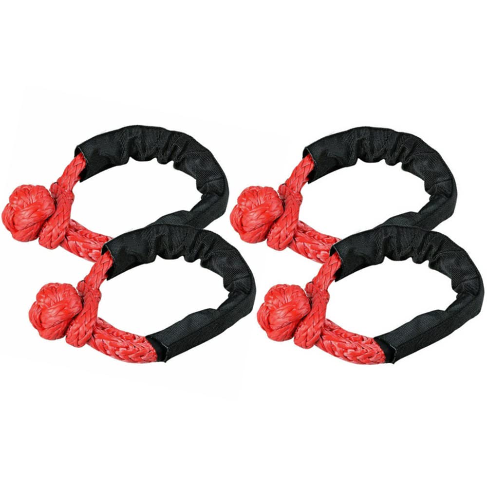 Riloer 4pcs 1/2 Zoll rotes weiches Schäkel-Seil-synthetisches Abschlepp-Wiederherstellungsband-Autot