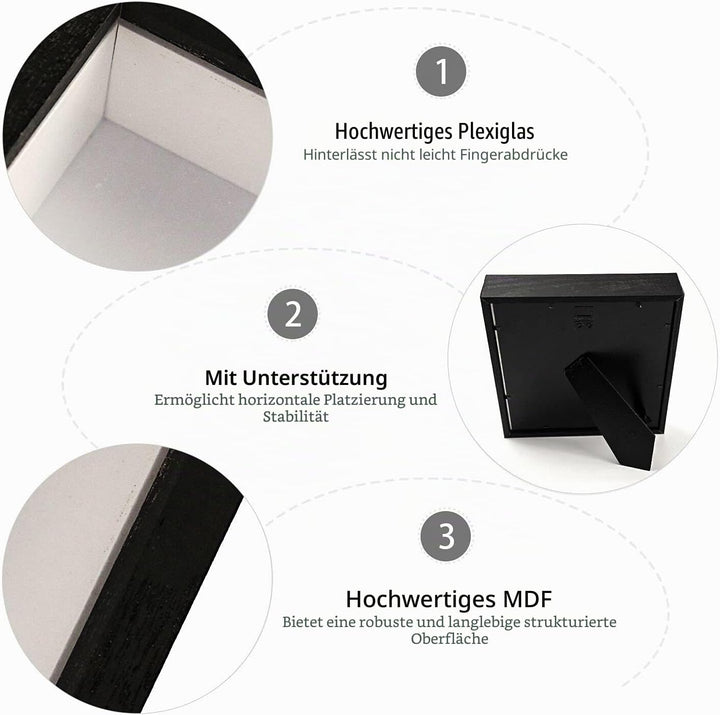 sunmeg 2Pcs 3D Bilderrahmen zum Befüllen 20 x 20cm Bilderrahmen Tief 3D Objektrahmen Hölzern bis 3cm