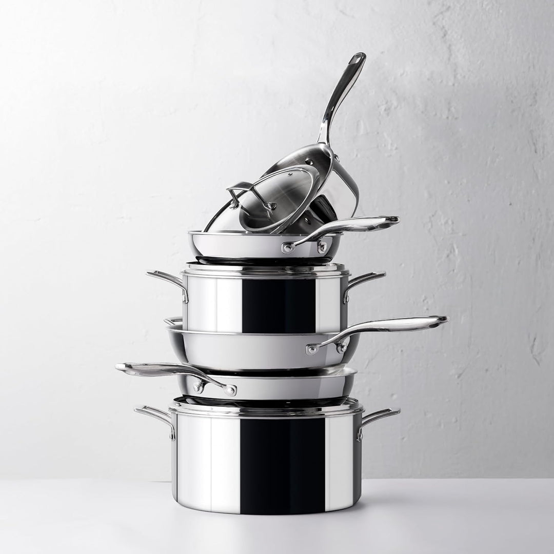 LACOR - 60898 Trichef Wok 28 cm, Edelstahl 18/10 und Aluminium 1060, dreilagig, Gusseisengriff, indu