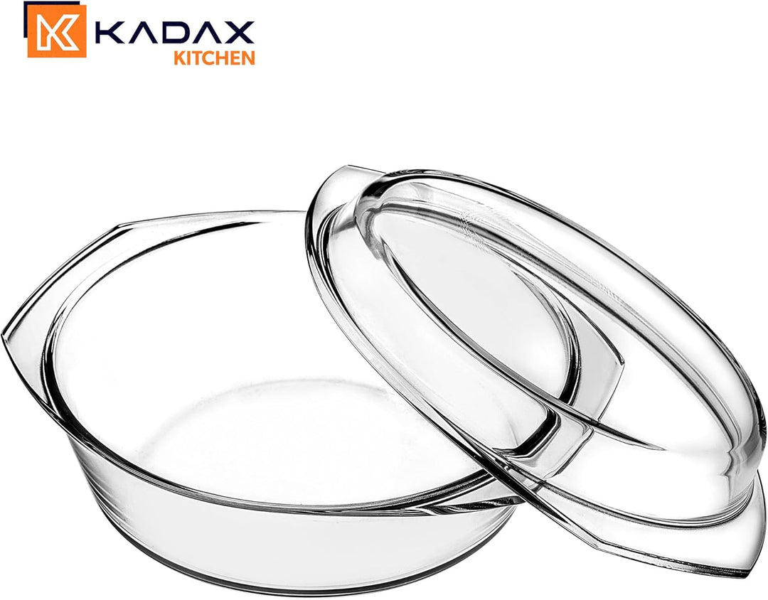 KADAX Auflaufform aus hitzebeständigem Glas, feuerfestes Gefäss, Glasbräter mit Deckel und Griffe, G