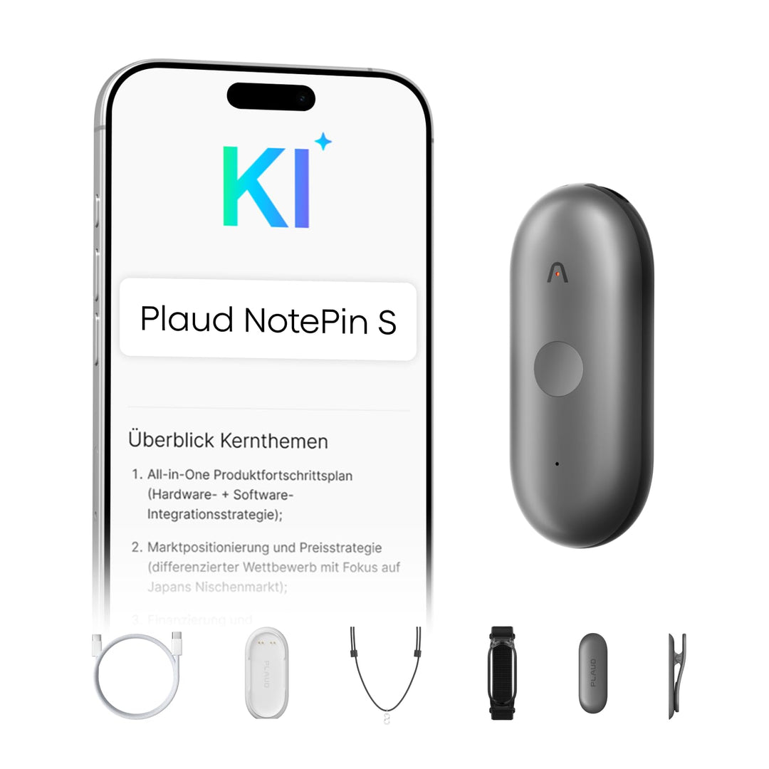 Plaud NotePin S Diktiergerät mit taktiler Aufnahmetaste KI Voice Recorder KI-Notizgerät KI-Schreibfu