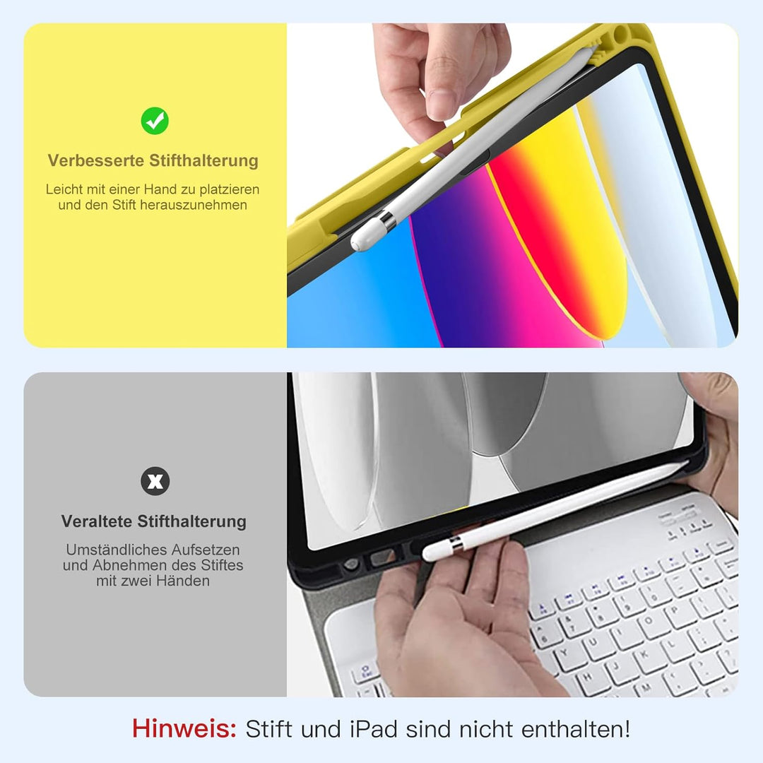 Vobafe Hülle mit Tastatur für iPad A16 11/10 Generation (2025/2022, 11/10.9 Zoll)- 7 Farben Beleucht