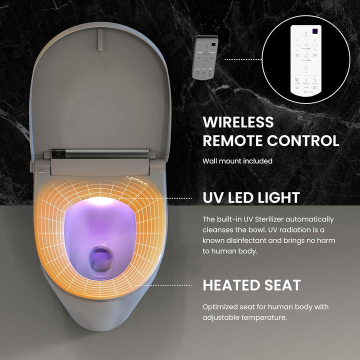VOVO VB-4100SR Elektronischer Smart Bidet Toilettensitz, Rund, Selbstreinigende Düse aus Volledelsta
