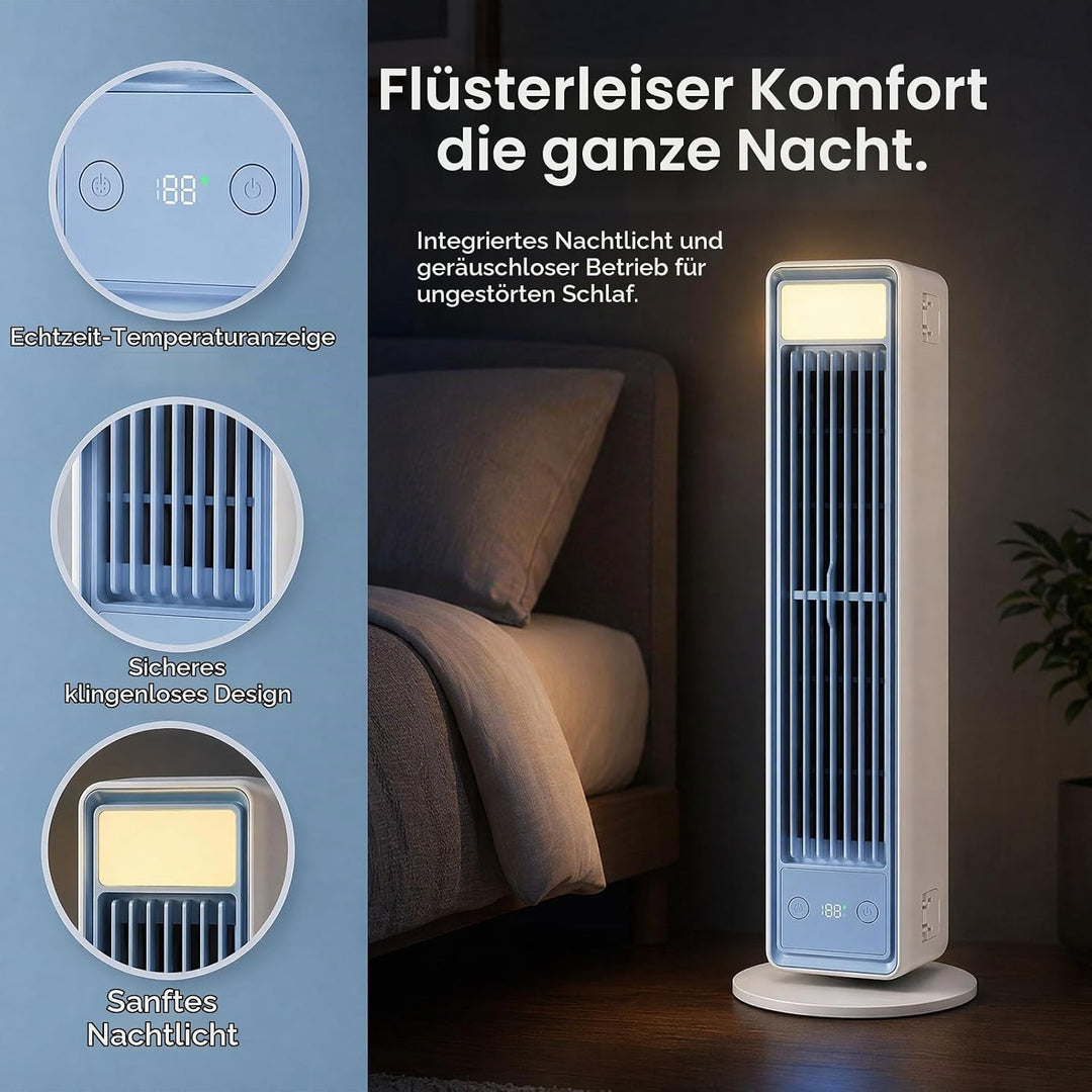 Mobiler Luftkühler für Schreibtisch &amp; Büro, Tragbare Klimaanlage Kompakt, Leiser Tischventilator ohn