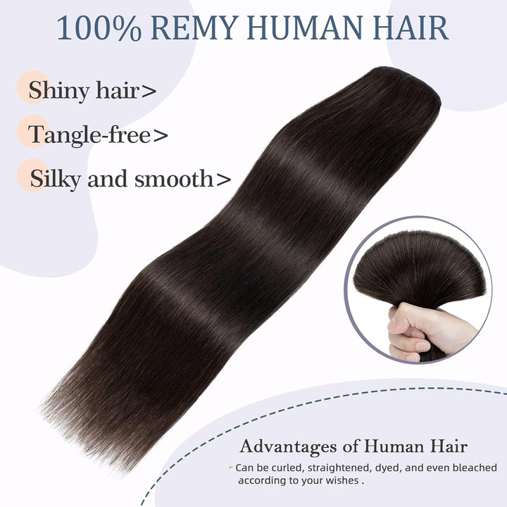 Haarteile Echthaar Extensions Clip in 1 Tresse 5 Clips Dick Haarteil Weich Haarverlängerung 100% Rem