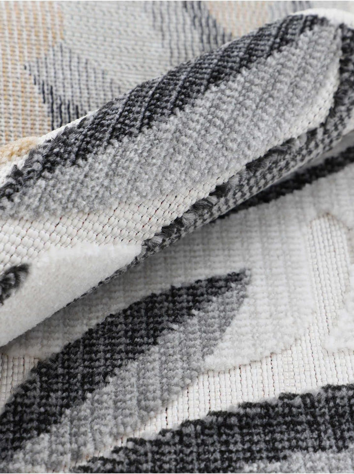 carpetfine In- und Outdoor Teppich Deja Rund Creme Ø 120 cm | Moderner Teppich Wetterfest für Balkon