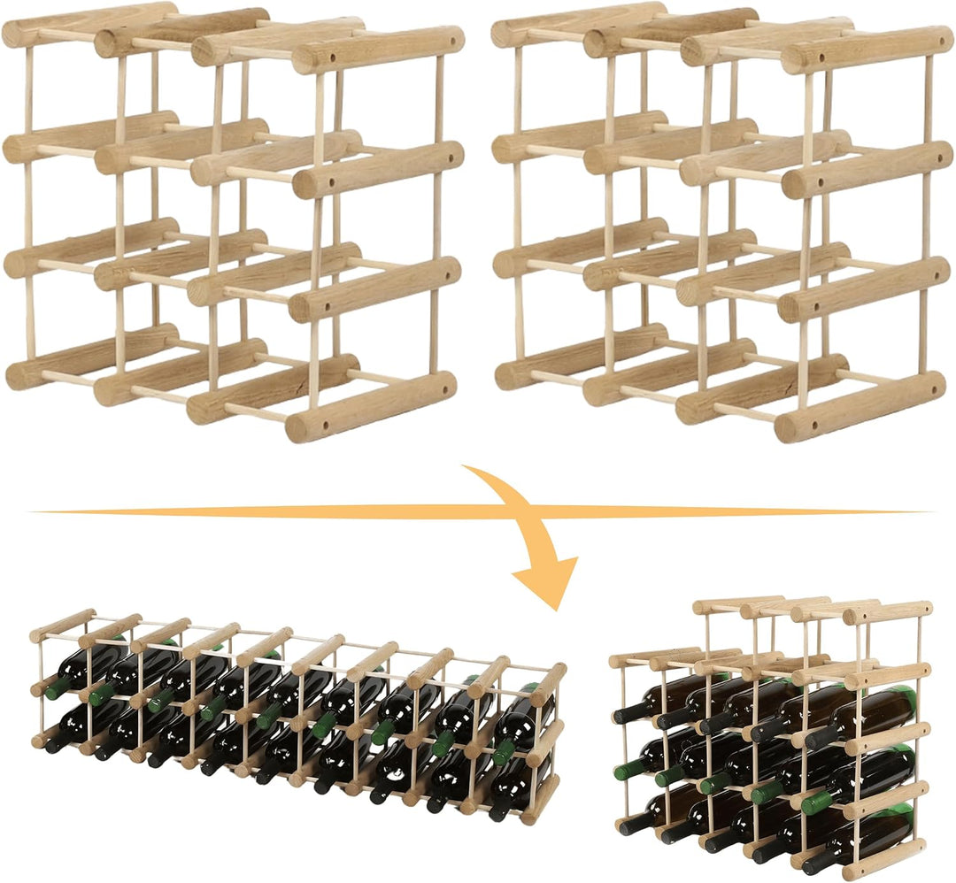 Weinregal Modular EICHE, für 24 Flaschen oder mehr, Flaschenregal, Weinständer, Getränkeregal, Flasc