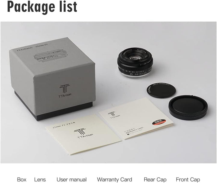 TTARTISAN 25 mm f2 für RF-Mount, APS-C manueller Fokus, spiegelloses Kameraobjektiv, kompatibel mit