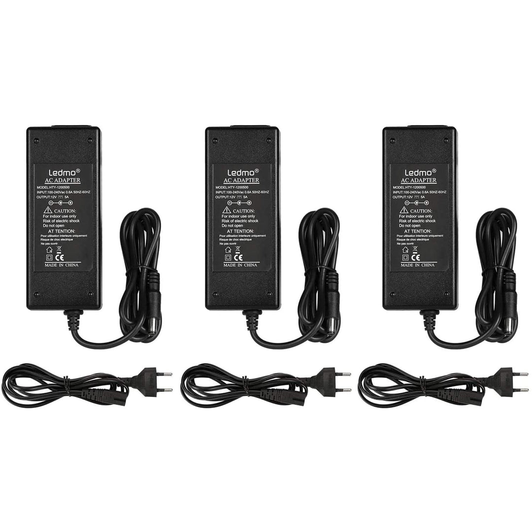 LEDMO 3 Stücke 12V 5A LED Netzteil Adapter Transformato 60w LED Trafo AC110-240V LED Netzadapter Lad