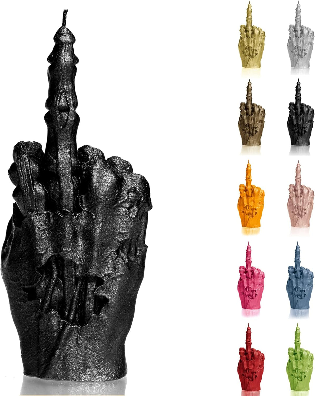 Candellana Kerze in Form eines Mittelfingers | FCK | Höhe: 100 x 70 x 222 mm| Zombie Hand | Schwarz