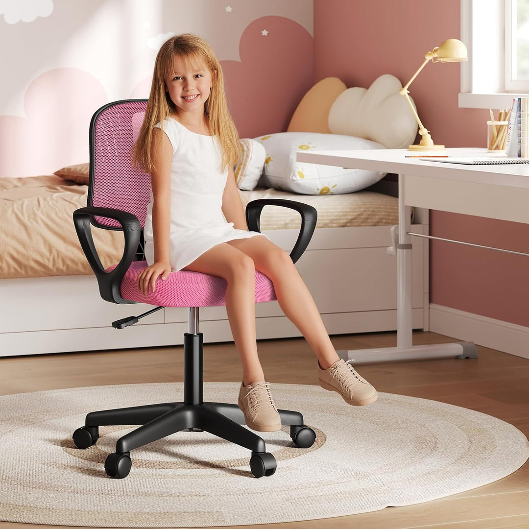 Klihome Schreibtischstuhl Kinder, Bürostuhl ergonomisch, Drehstuhl mit Rollen Armlehnen, Kinderdrehs