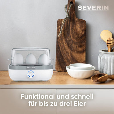 SEVERIN Eierkocher für 6 Eier, inkl. Messbecher mit Eierstecher, Eier Kocher mit Signalton nach Ende