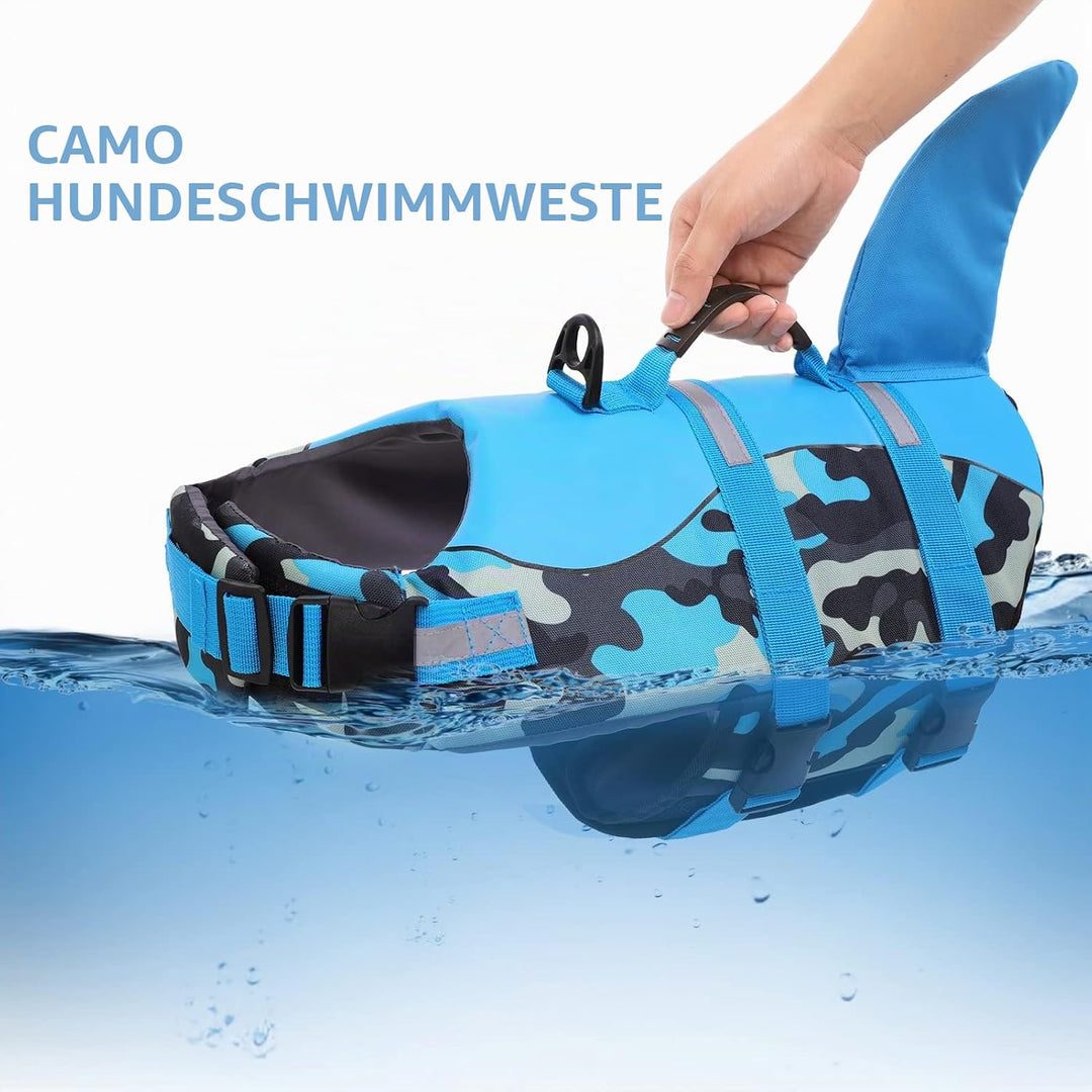 CITÉTOILE Schwimmweste Hunde Hai, Leicht und Sicher für Wassersport, hundeschwimmweste mit Griff und