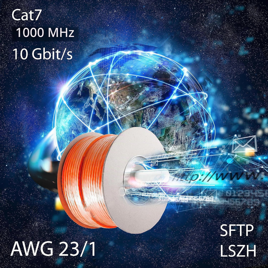 CAT 7 Verlegekabel (Duplex) 1000 Mhz Netzwerkkabel CAT.7 LAN Halogenfrei Installationskabel CAT7 Kab